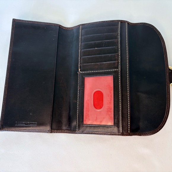 Dooney & Bourke Red Suede & Brown Pebbled Leather Bag with Wallet & Dust Bag - Picture 14 of 16